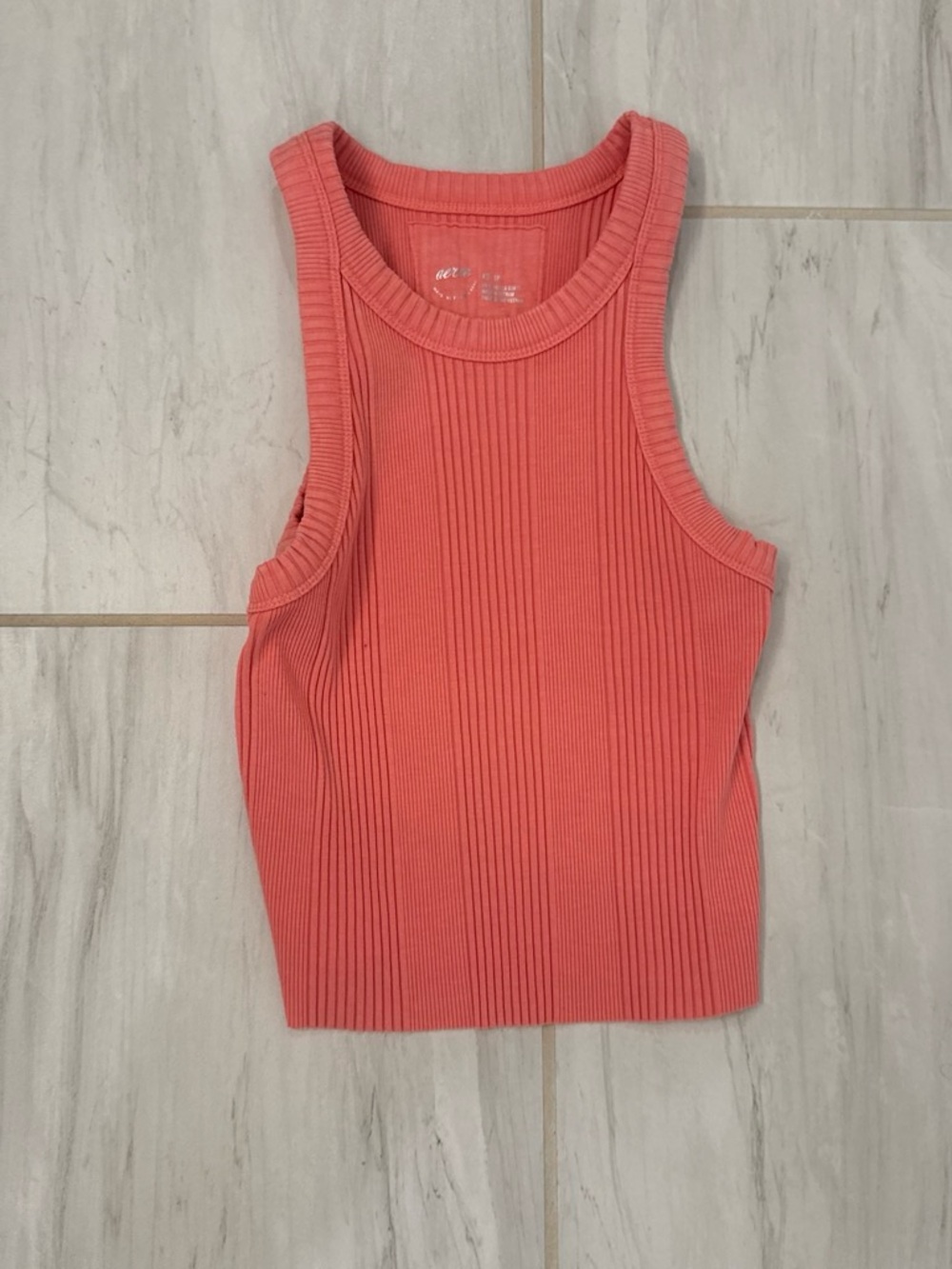 aerie Coral Ribbed Tank Top